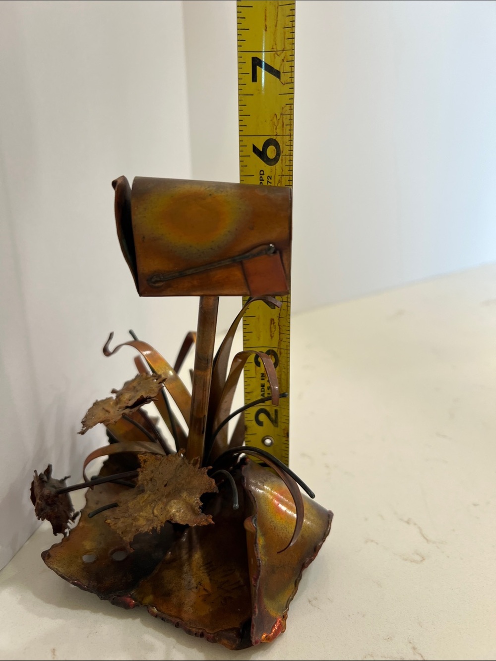 Vintage Handmade Welded Metal Mailbox Folk Art Sculpture Industrial Decor - Picture 7 of 8